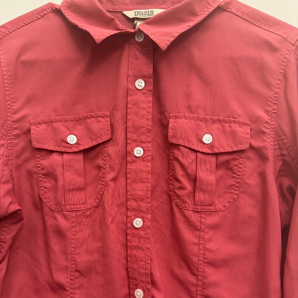Duluth Trading Company Button Down Shirt - Coral Color - Size Medium - Picture 4 of 5